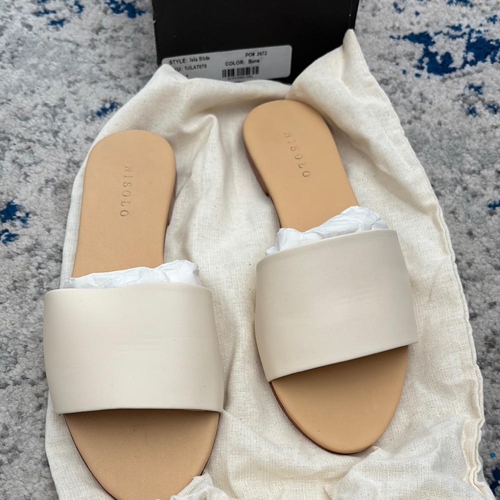 Nisolo Cream Slide Sandals